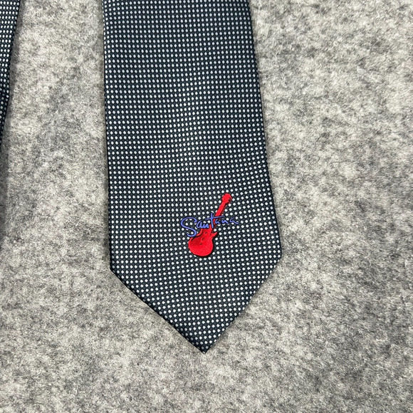 Vintage Carlos Santana Tie Blue With Red Guitar 100% Silk Necktie - Picture 2 of 6